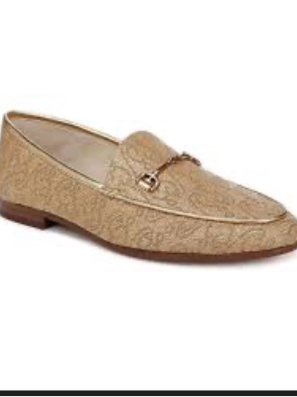 Sam Edelman Gold Loafers Women’s Size 10 Metallic Woven Horsebit Flats Chic